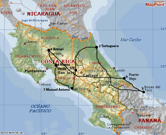 Ruta por Costa Rica y Panamá